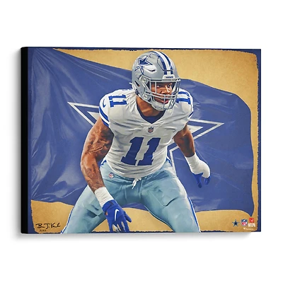 Impression giclée sur toile tendue de Micah Parsons Dallas Cowboys 20" x 24" - Conçue et signée par l'artiste Brian Konnick - Édition limitée à 25 exemplaires