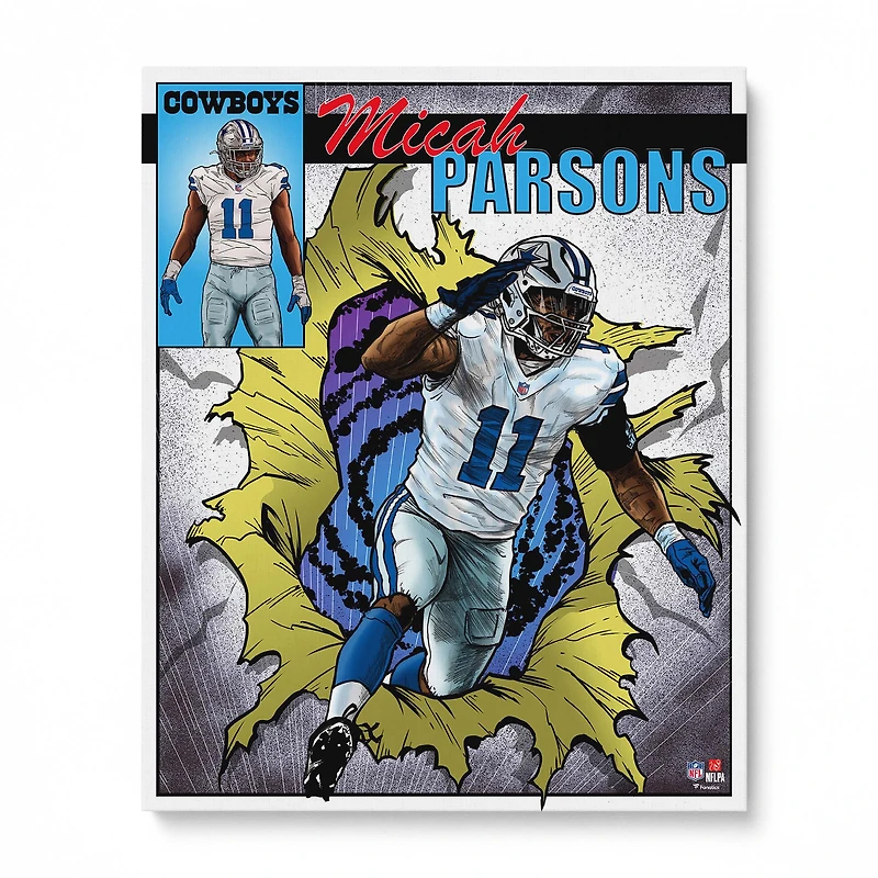 Impression photo non signée de Micah Parsons Dallas Cowboys 16" x 20" - Art par Brian Kong