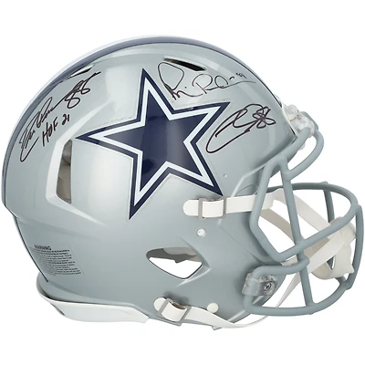 Casque Riddell Speed ​​authentique autographié par Michael Irvin, CeeDee Lamb et Drew Pearson des Dallas Cowboys avec inscription « HOF 21 »