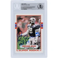 Michael Irvin Dallas Cowboys Autographié 1989 Topps #383 Beckett Fanatics A Vu Authentifié Carte Rookie avec L'inscription "HOF 07"