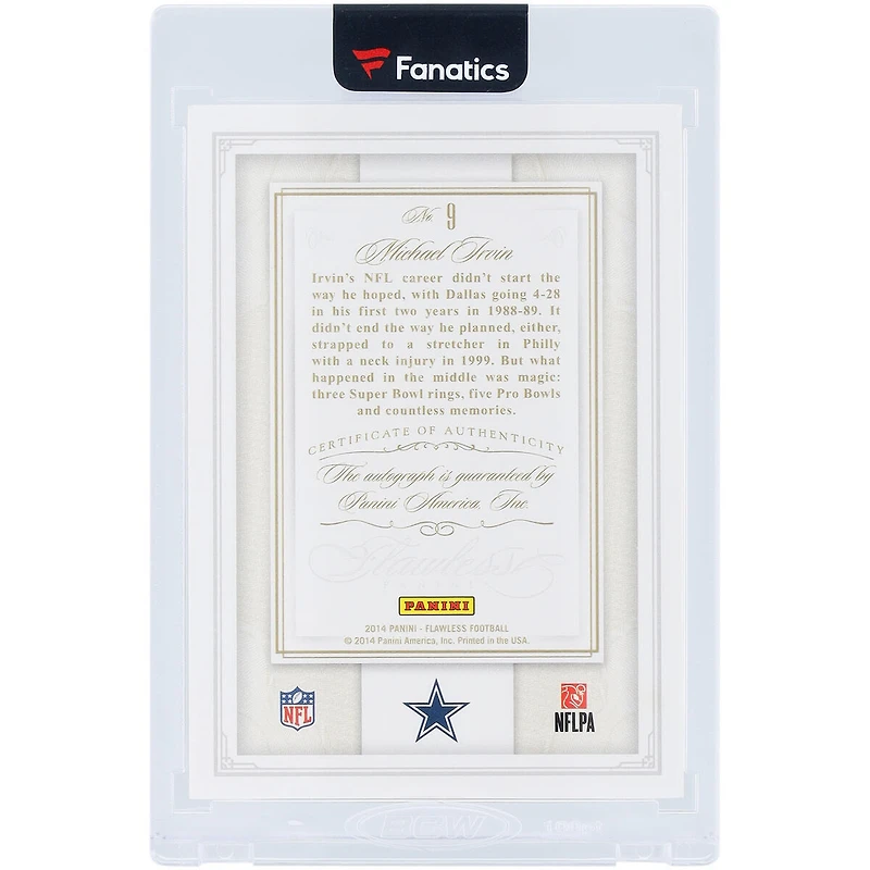 Carte Panini National Treasures HOF Signatures n° 9 #23/25 autographiée par Michael Irvin des Cowboys de Dallas 2014