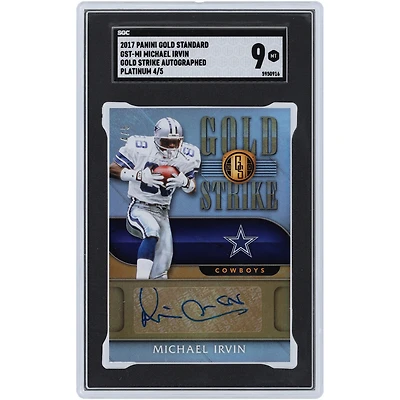 Michael Irvin Dallas Cowboys Autographed 2017 Panini Gold Standard Platinum Gold Strike #GST-MI #4/5 SGC Authenticated 9 Card