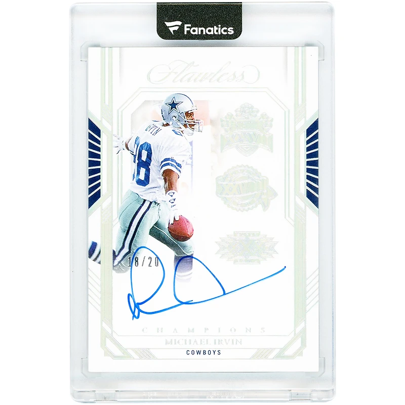 Michael Irvin Dallas Cowboys Autographed 2023 Panini Flawless Champions #3X-MIN #18/20 Card