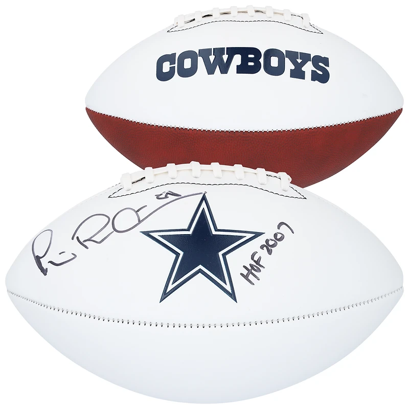 Michael Irvin Dallas Cowboys Autographed Franklin White Panel Football with "HOF 2007" Inscription