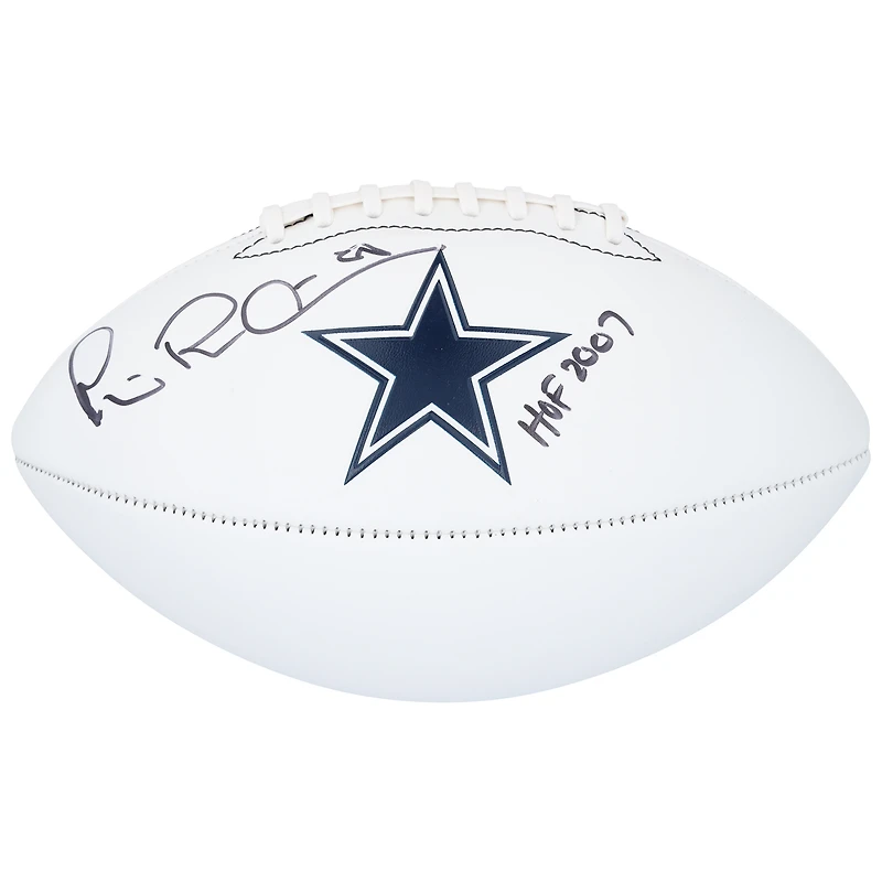 Ballon de football Franklin White Panel autographié par Michael Irvin des Cowboys de Dallas avec l'inscription « HOF 2007 »