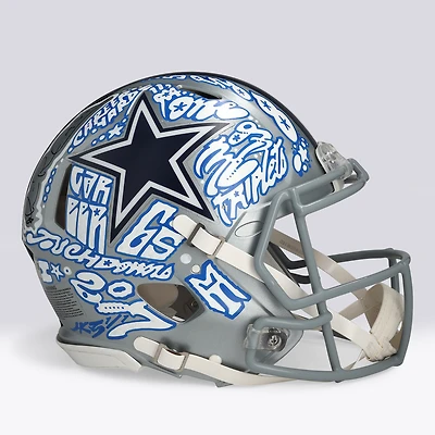 Michael Irvin Dallas Cowboys Autographed Riddell Speed Authentic Helmet - Art by JK5 - Limited Edition #1/1