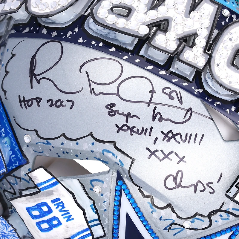 Michael Irvin Dallas Cowboys Autographed Riddell Speed Authentic Helmet with Multiple Inscriptions - Art by Charles Fazzino - RG13340223