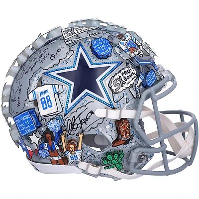 Michael Irvin Dallas Cowboys Autographed Riddell Speed Authentic Helmet with Multiple Inscriptions - Art by Charles Fazzino - RG13340223
