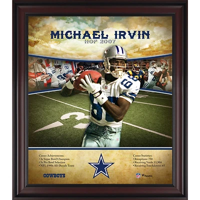 Michael Irvin Dallas Cowboys Encadré 15" x 17" Profil de carrière du Temple de la renommée