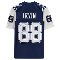Maillot authentique dédicacé par Michael Irvin Navy Dallas Cowboys Mitchell & Ness 1995 avec inscription « HOF 2007 »