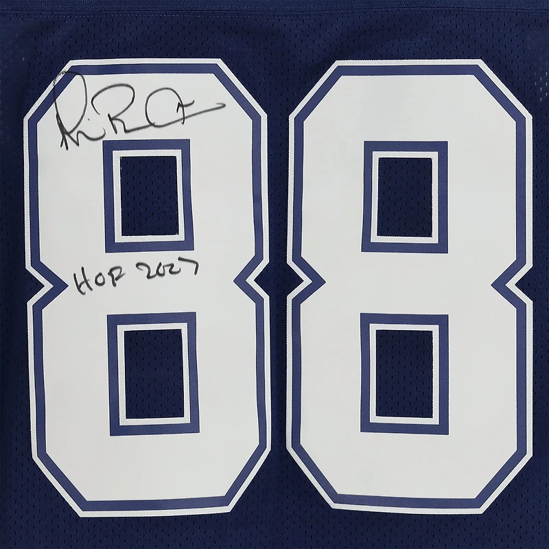 Maillot authentique dédicacé par Michael Irvin Navy Dallas Cowboys Mitchell & Ness 1995 avec inscription « HOF 2007 »