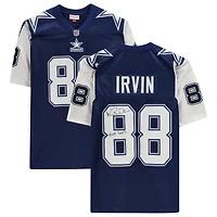 Maillot authentique dédicacé par Michael Irvin Navy Dallas Cowboys Mitchell & Ness 1995 avec inscription « HOF 2007 »