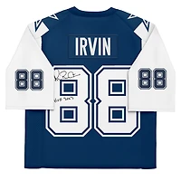 Maillot authentique dédicacé par Michael Irvin Navy Dallas Cowboys Mitchell & Ness 1995 avec inscription « HOF 2007 »