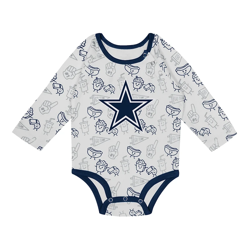 Newborn & Infant Dallas Cowboys Little Champ Long Sleeve Bodysuit, Pants Cuffed Knit Hat 3-Piece Set