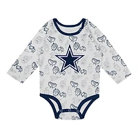 Newborn & Infant Dallas Cowboys Little Champ Long Sleeve Bodysuit, Pants Cuffed Knit Hat 3-Piece Set