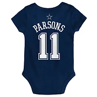 Nouveau-né et bébé Micah Parsons Navy Dallas Cowboys Mainliner Player Name & Number Body
