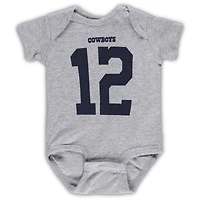 Nouveau-né et nourrisson Mitchell & Ness Roger Staubach Heather Grey Dallas Cowboys Joueur retraité Mainliner Nom numéro Body