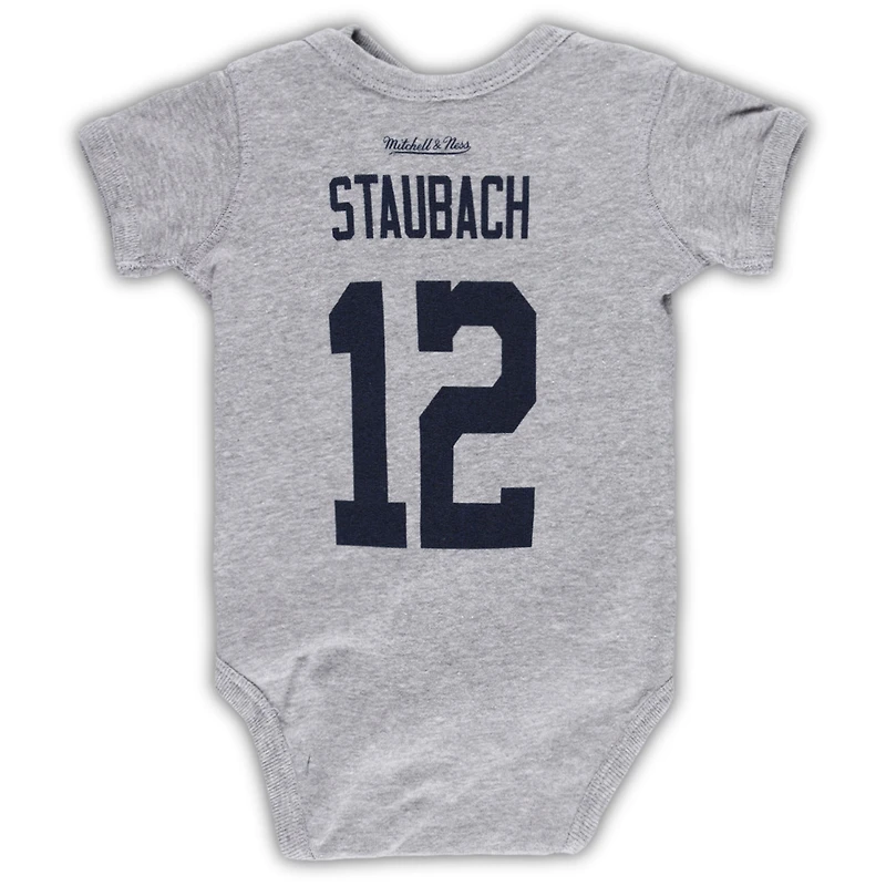 Nouveau-né et nourrisson Mitchell & Ness Roger Staubach Heather Grey Dallas Cowboys Joueur retraité Mainliner Nom numéro Body