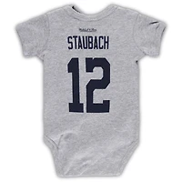 Nouveau-né et nourrisson Mitchell & Ness Roger Staubach Heather Grey Dallas Cowboys Joueur retraité Mainliner Nom numéro Body