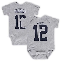 Nouveau-né et nourrisson Mitchell & Ness Roger Staubach Heather Grey Dallas Cowboys Joueur retraité Mainliner Nom numéro Body