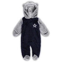 Grenouillère polaire à fermeture éclair intégrale pour nouveau-né et bébé, bleu marine/gris, motif Dallas Cowboys Game Nap Teddy