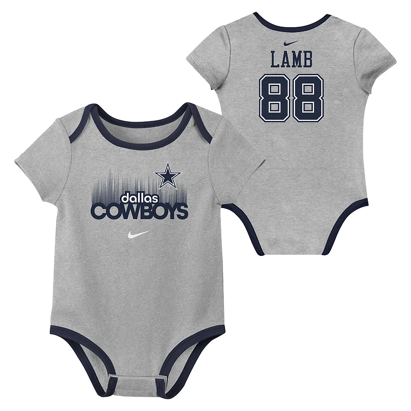 Newborn & Infant Nike CeeDee Lamb Dallas Cowboys Name Number 3-Pack Bodysuit Set