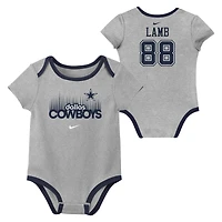 Newborn & Infant Nike CeeDee Lamb Dallas Cowboys Name Number 3-Pack Bodysuit Set