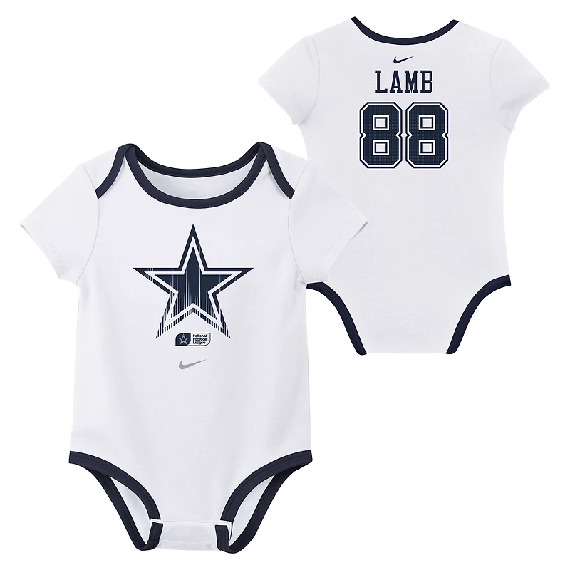 Newborn & Infant Nike CeeDee Lamb Dallas Cowboys Name Number 3-Pack Bodysuit Set