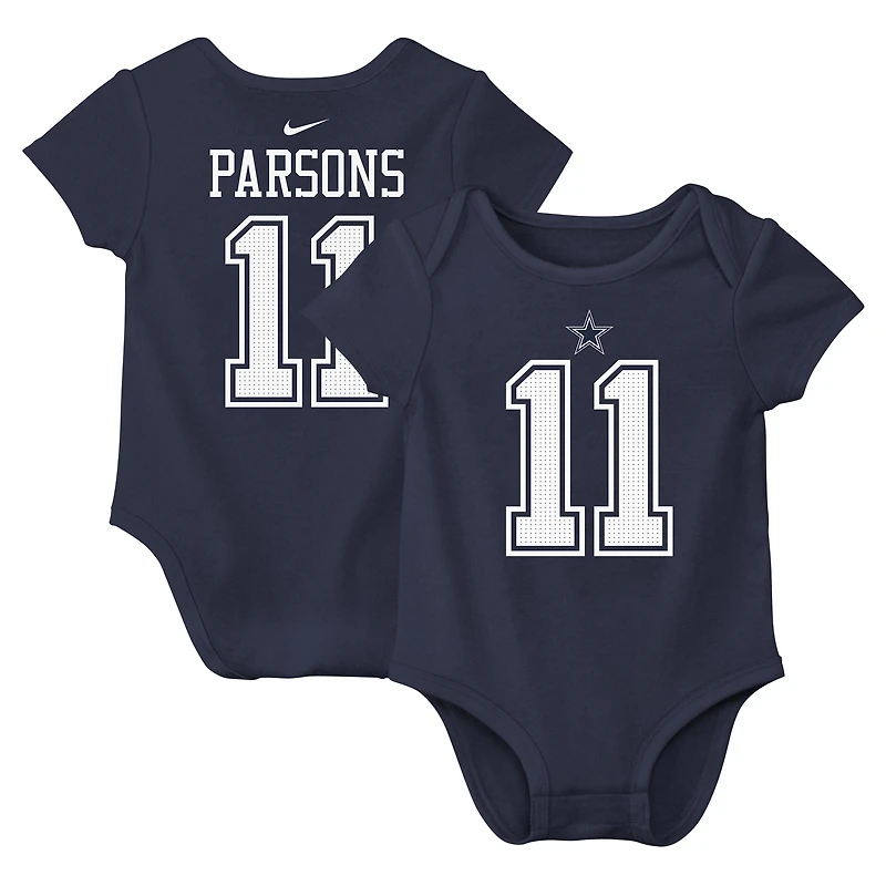 Body Nike Micah Parsons bleu marine pour nouveau-né et bébé, avec nom numéro du joueur des Dallas Cowboys.