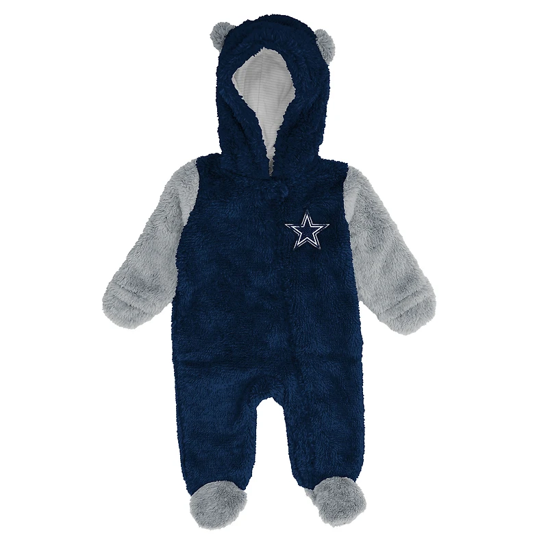 Grenouillère polaire à fermeture éclair intégrale pour nouveau-né et nourrisson, motif Cowboys de Dallas bleu marine