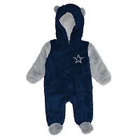 Grenouillère polaire à fermeture éclair intégrale pour nouveau-né et nourrisson, motif Cowboys de Dallas bleu marine