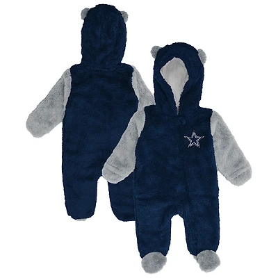 Grenouillère polaire à fermeture éclair intégrale pour nouveau-né et nourrisson, motif Cowboys de Dallas bleu marine