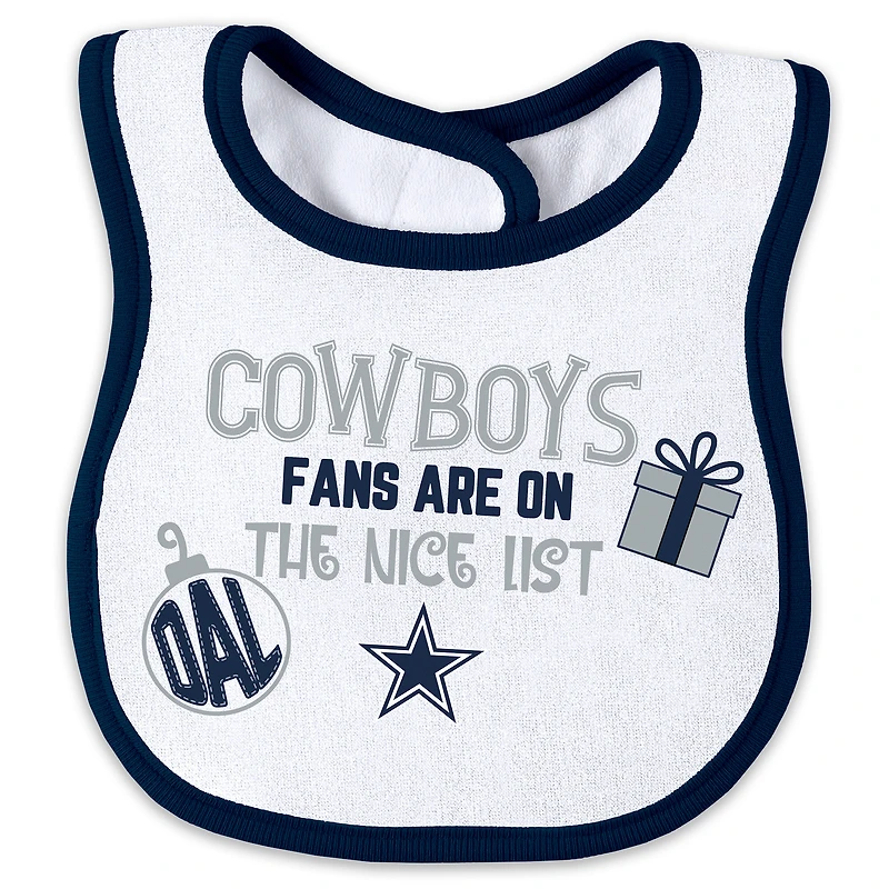 Ensemble pyjama et bavoir à fermeture éclair pour nouveau-né bébé par Erin Andrews Dallas Cowboys Allover Print