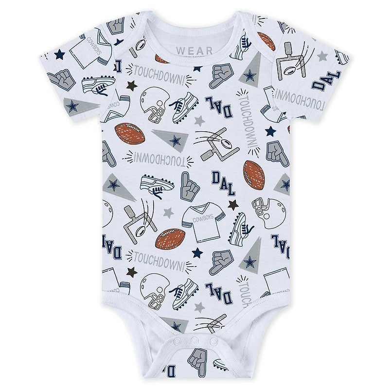 Newborn & Infant WEAR by Erin Andrews Dallas Cowboys Three-Piece Turn Me Around Bodysuits Pant Set