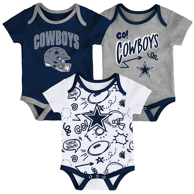 Newborn Outerstuff Dallas Cowboys All Day Play Three-Piece Bodysuit Set