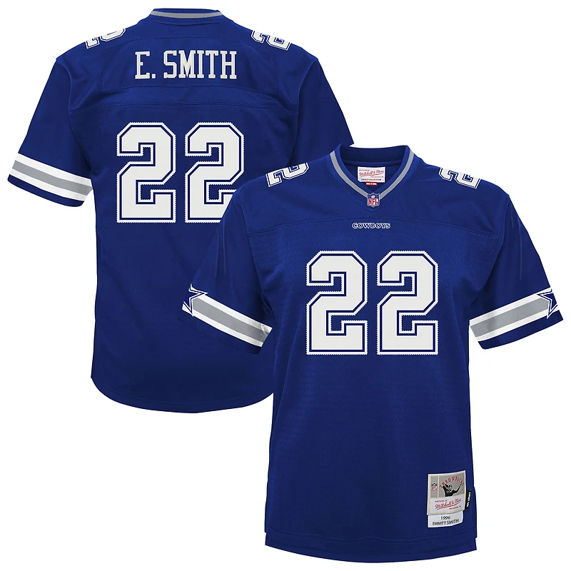 Maillot de joueur retraité des Cowboys Dallas 1996, Mitchell & Ness Emmitt Smith, bleu marine, pour l'école maternelle