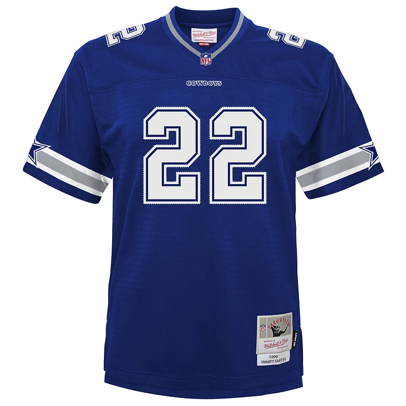 Maillot de joueur retraité des Cowboys Dallas 1996, Mitchell & Ness Emmitt Smith, bleu marine, pour l'école maternelle