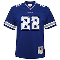 Maillot de joueur retraité des Cowboys Dallas 1996, Mitchell & Ness Emmitt Smith, bleu marine, pour l'école maternelle
