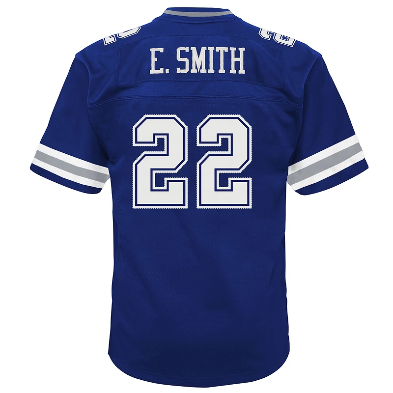 Maillot de joueur retraité des Cowboys Dallas 1996, Mitchell & Ness Emmitt Smith, bleu marine, pour l'école maternelle