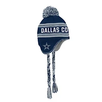 Bonnet en maille jacquard bleu marine Dallas Cowboys avec pompon pour enfant d'âge préscolaire