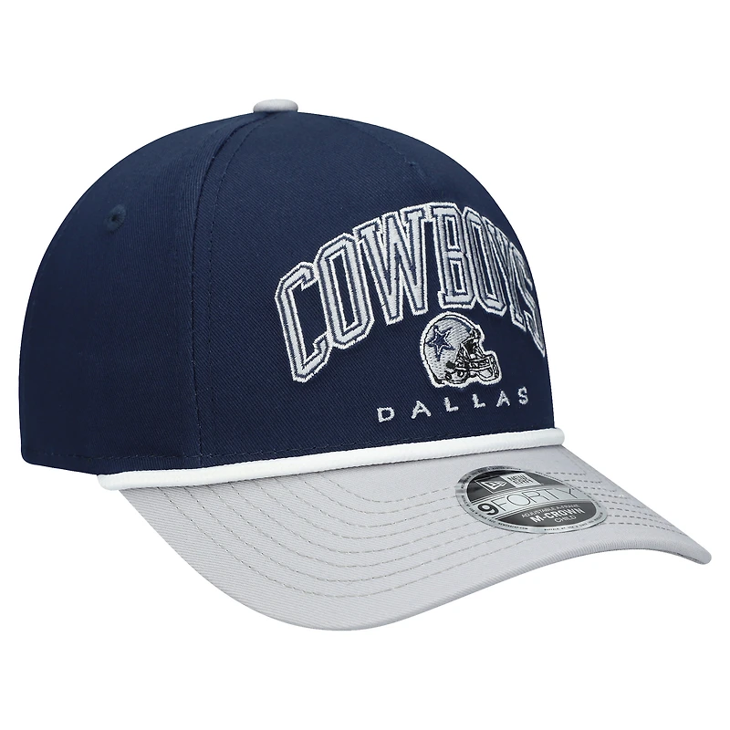Casquette ajustable New Era bleu marine/gris Dallas Cowboys Arch 9FORTY M-Crown A-Frame COOLERA pour enfant d'âge préscolaire
