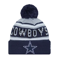 Preschool New Era Navy Dallas Cowboys Main Wordmark Cuffed Knit Hat with Pom