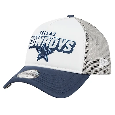 Casquette ajustable New Era blanche/bleu marine Dallas Cowboys Streak A-Frame 9FORTY pour enfant d'âge préscolaire