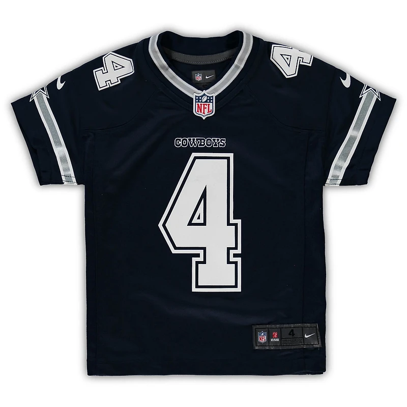 Maillot de match l'équipe Nike Dak Prescott bleu marine des Cowboys Dallas pour enfants d'âge préscolaire