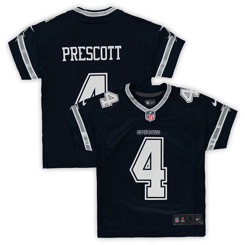Maillot de match l'équipe Nike Dak Prescott bleu marine des Cowboys Dallas pour enfants d'âge préscolaire