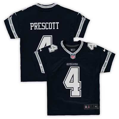 Maillot de match l'équipe Nike Dak Prescott bleu marine des Cowboys Dallas pour enfants d'âge préscolaire