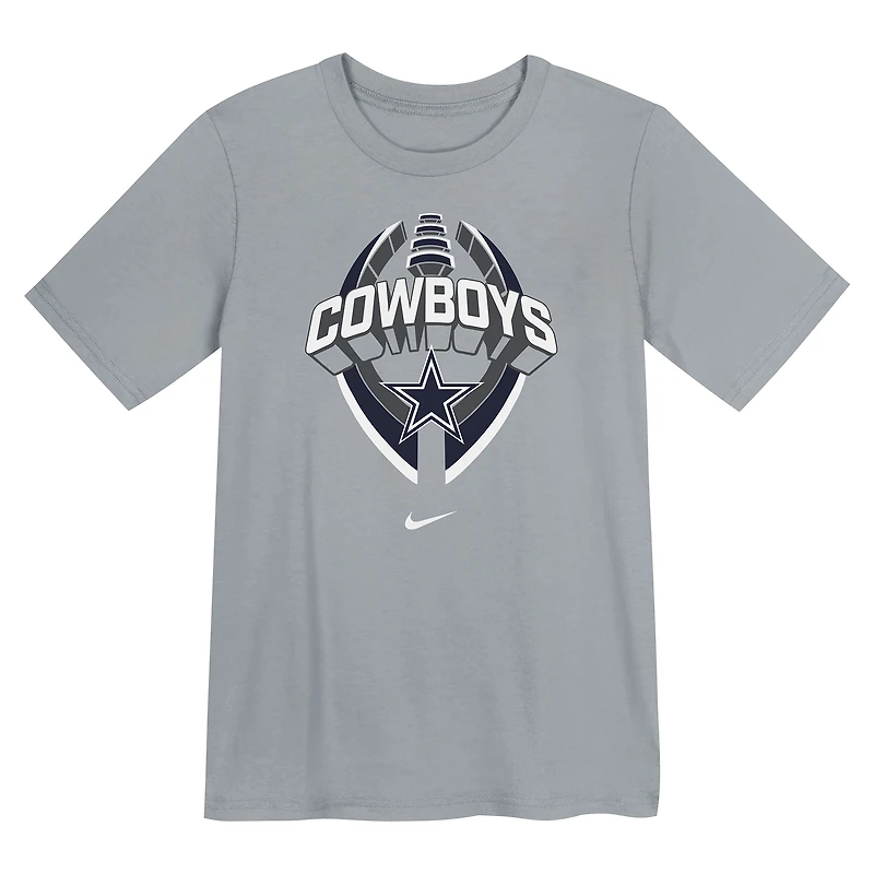 T-shirt Nike gris Dallas Cowboys Icon Legend Dri-FIT pour enfants d'âge préscolaire