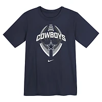 T-shirt Nike bleu marine Dallas Cowboys Icon Legend Dri-FIT pour enfant