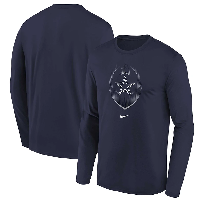 T-shirt à manches longues Nike bleu marine Dallas Cowboys Legend Icon pour enfant d'âge préscolaire