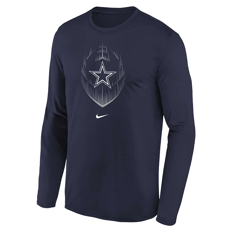 T-shirt à manches longues Nike bleu marine Dallas Cowboys Legend Icon pour enfant d'âge préscolaire